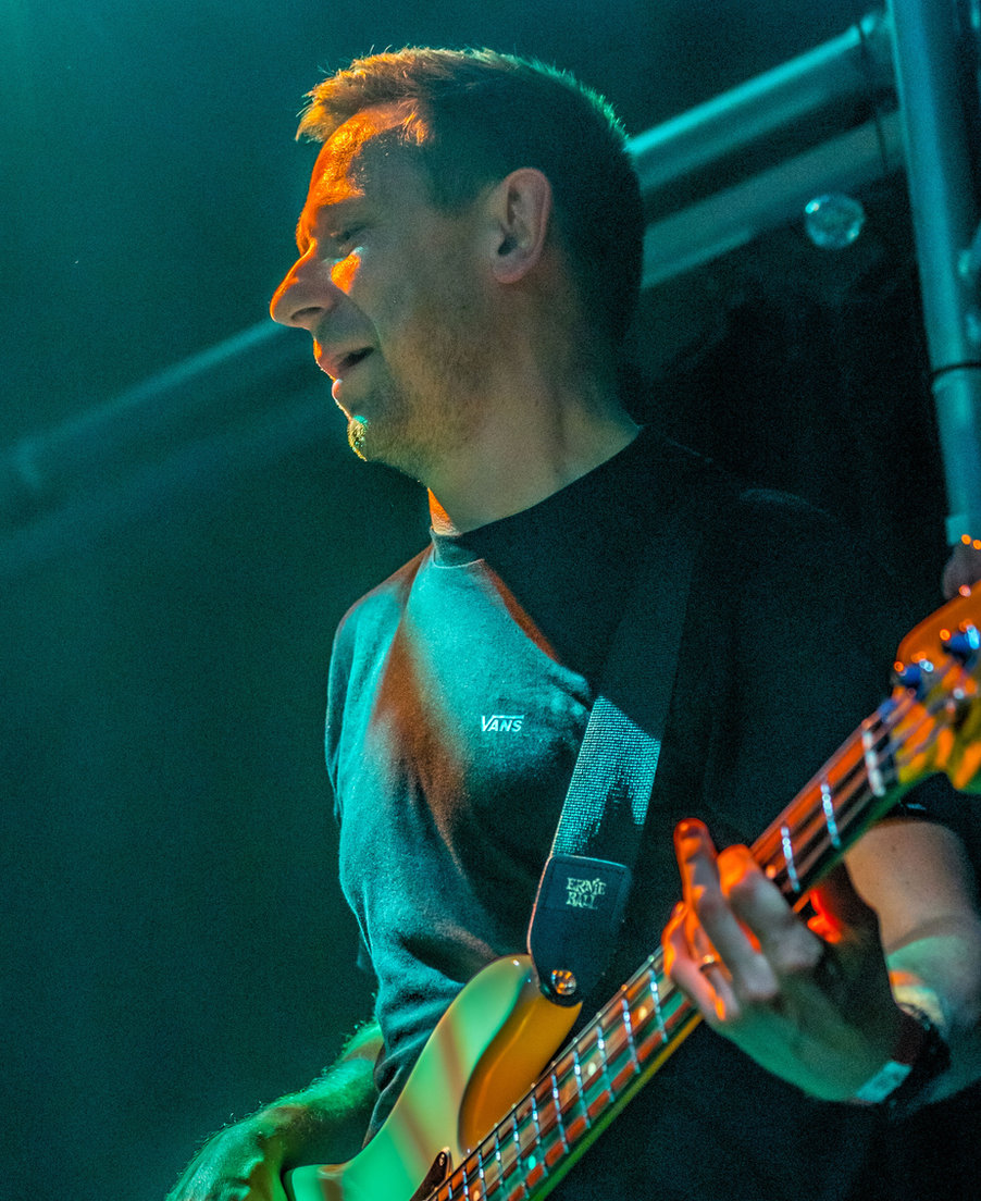 Johnny Percival playing bass